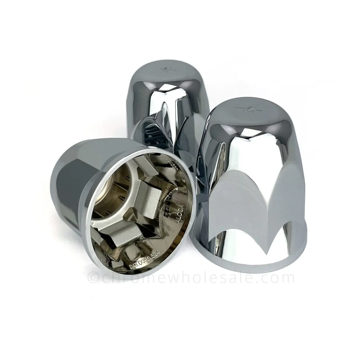 Hug-A-Lug® Nut Cover: Chrome Abs Plastic Spring Push-On For 33Mm 2-Piece Flange Nuts, 3.50" Tall 1