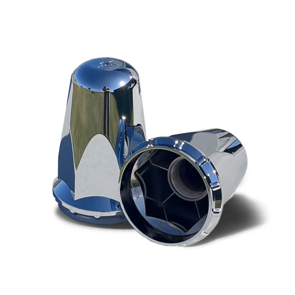 Hug-A-Lug® Nut Cover: Aero Chrome Abs Plastic Thread-On For 33Mm 2-Piece Flange Nuts, 3.20" Tall (Multipack) 1