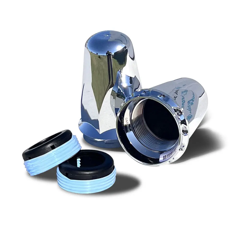 Hug-A-Lug® Nut Cover: Aero Chrome Abs Plastic Clamp-On For 33Mm 2-Piece Flange Nuts, 3.20" Tall 1