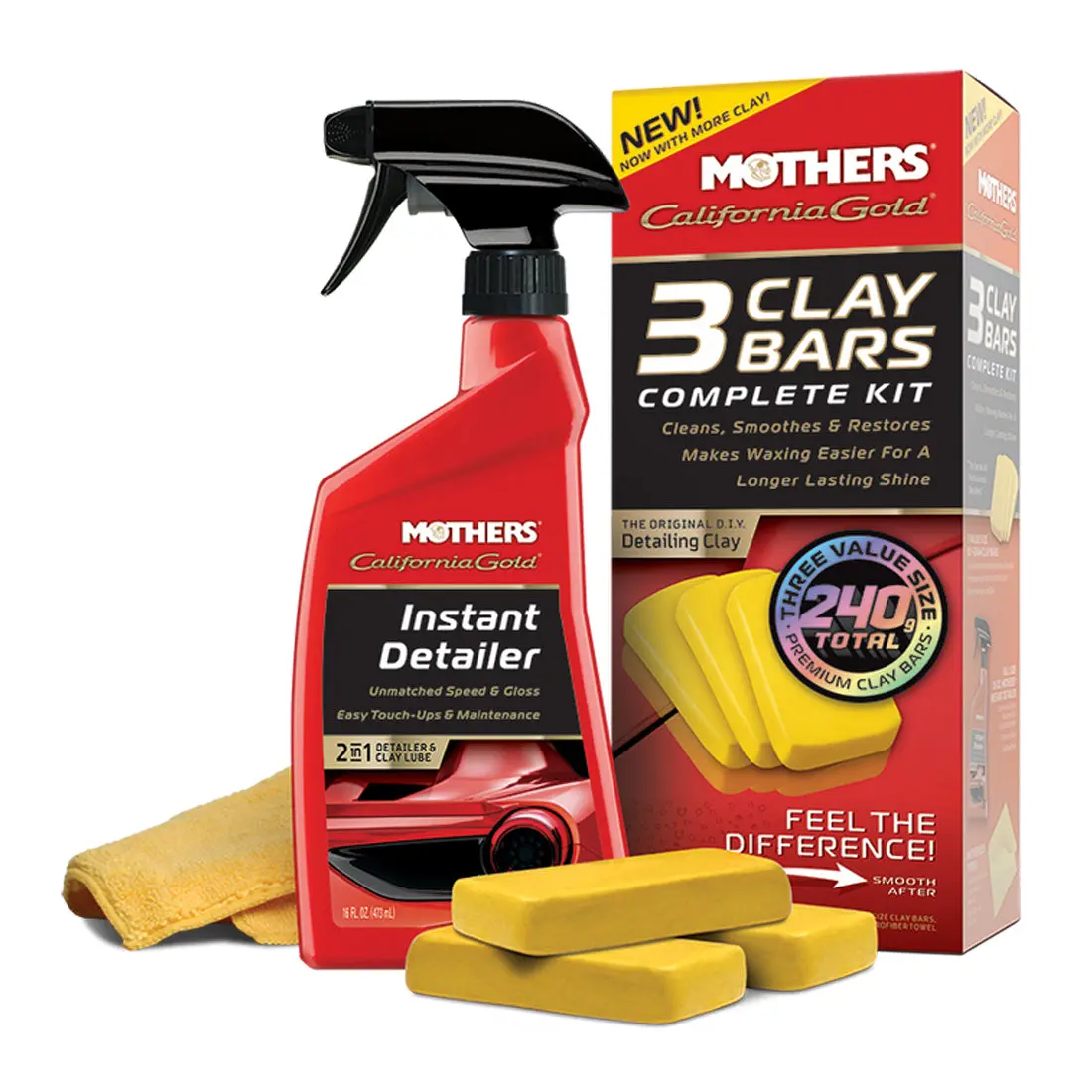 Mothers California Gold 3 Clay Bars Complete Kit 1