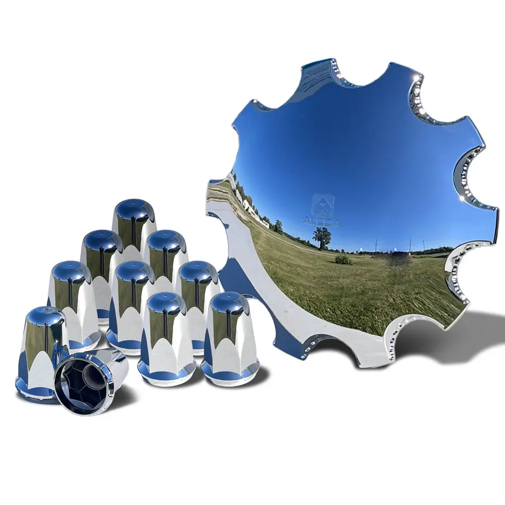 Alcoa® Hub Pilot 076100 Front Cap + 10 Nut Covers | Screw-On Or Clamp-On Options 1