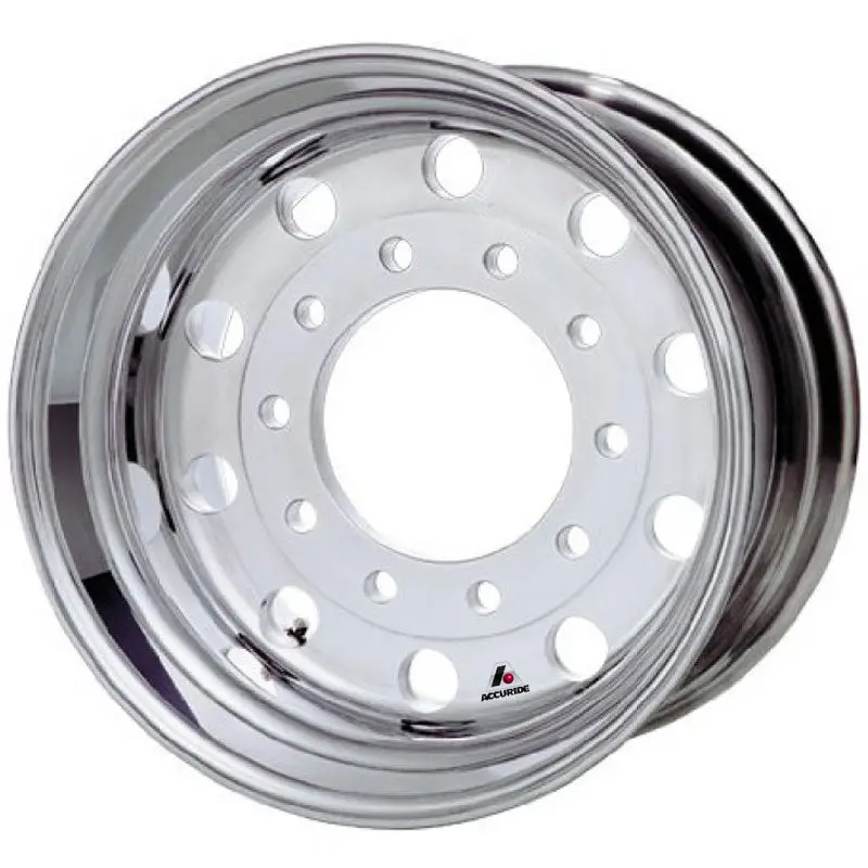 Accuride 22.5 X 13.00 Standard Polished Aluminum Flat Face Wheel 5.25 Offset 1