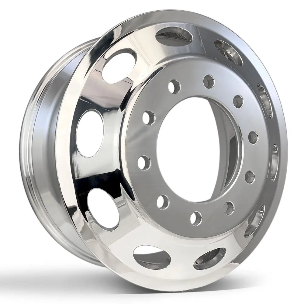 22X8.25 Mirror Forged Aluminum "Oval" 6 Wheel Kit W/ Adapters And Chrome Caps (1998-2004 Ford F450/550) 3