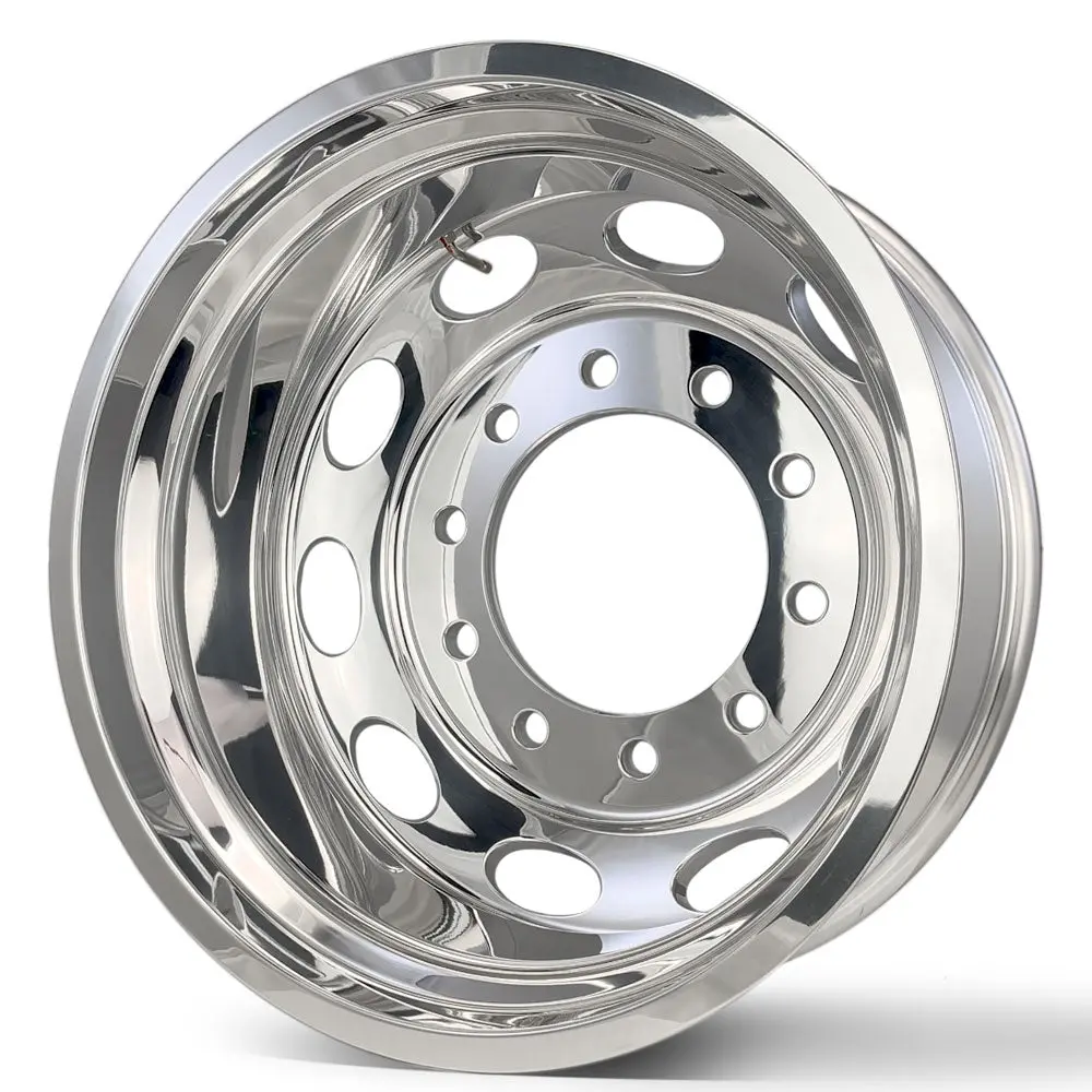 22X8.25 Mirror Forged Aluminum "Oval Hole" 6 Wheel Kit W/ Adapters And Chrome Caps (1969-1993 Dodge D350, D300 Drw) 3