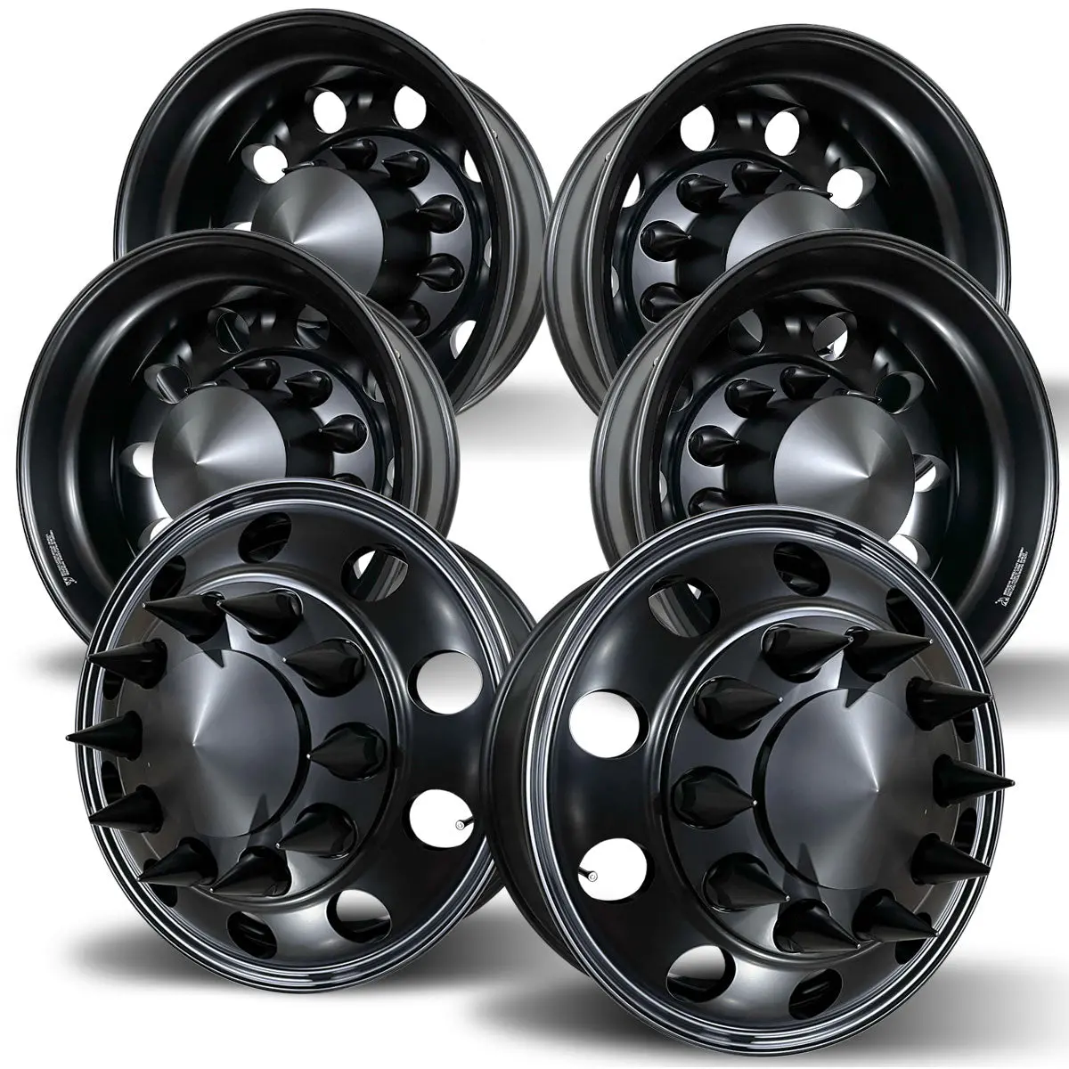 22.5-Inch Black Aluminum Hub-Piloted Wheel Kit – Lunar Design - Image 2