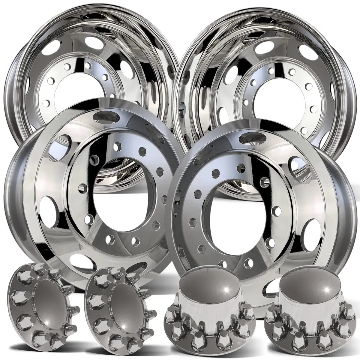 22.5 Polished Aluminum Northstar "Saturn" Oval Wheel Kit 1