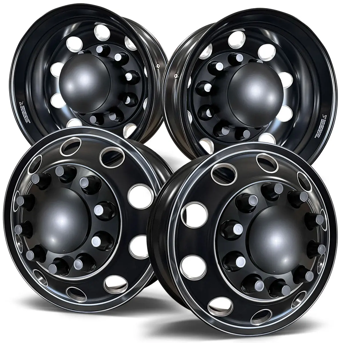 22.5 Northstar Black Aluminum Hub Pilot 4 Wheel Kit "Stellar"  Style 1