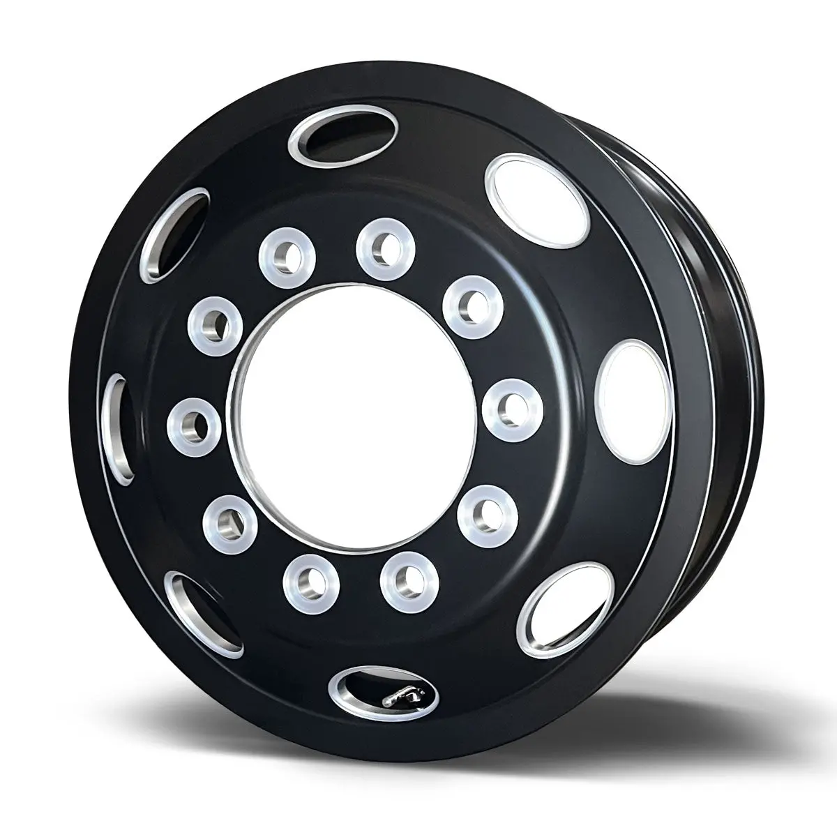 22.5X8.25 Northstar 10X285mm Hub Pilot "Orbit" Black Front 1