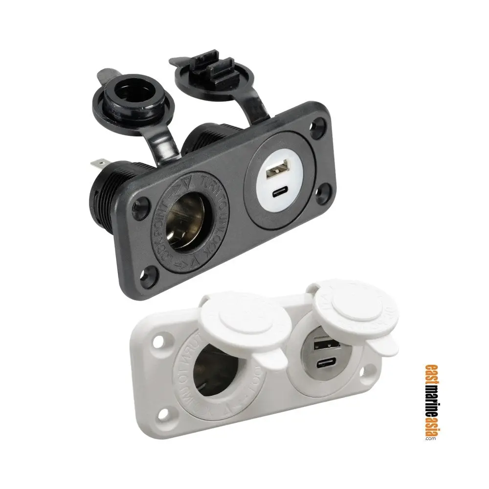 Osculati Lighter + Usb A + Usb C Socket (Panel Mounting) 1