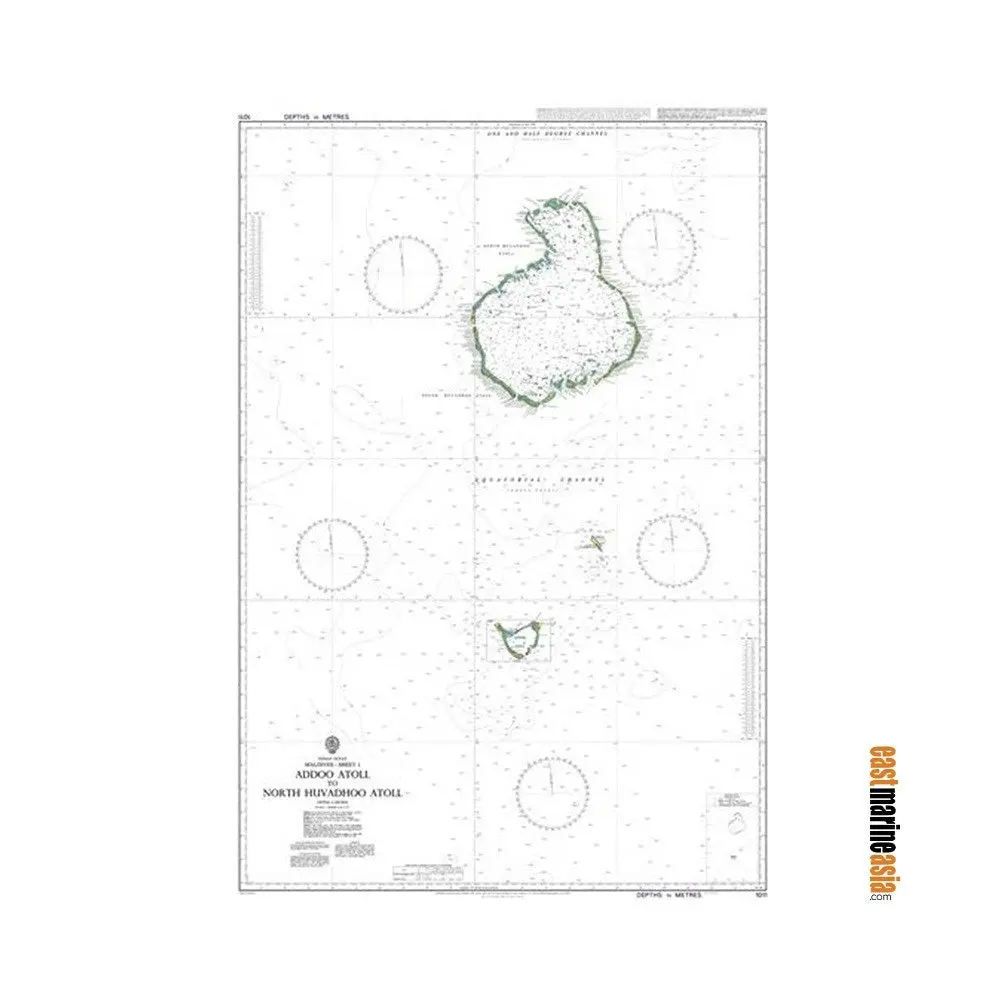 British Admiralty Nautical Chart #1011 Addoo Atoll To North Huvadhoo Atoll (Maldives) 1