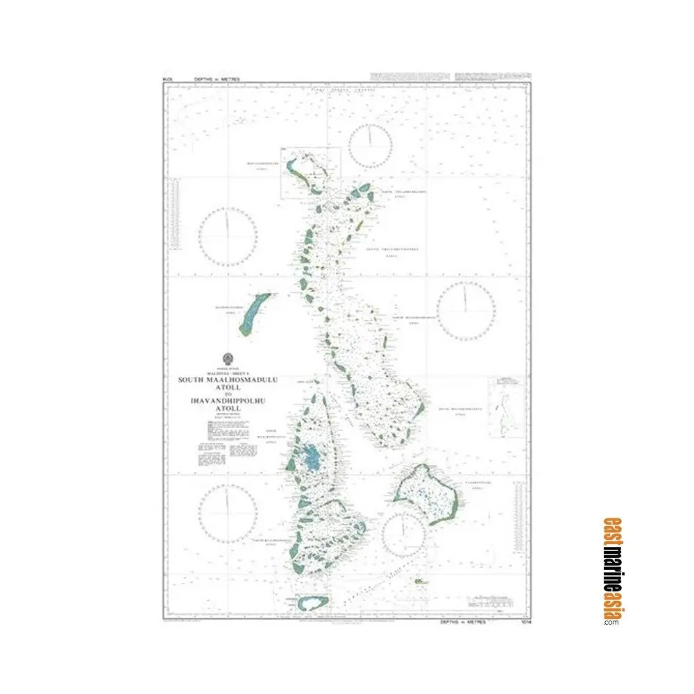 British Admiralty Nautical Chart #1014 South Maalhosmadulu Atoll To Ihavandhippolhu Atoll (Maldives) 1