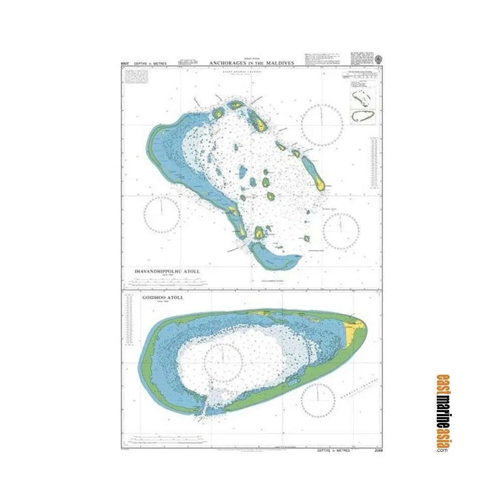 British Admiralty Nautical Chart #2068 Anchorages In The Maldives 1
