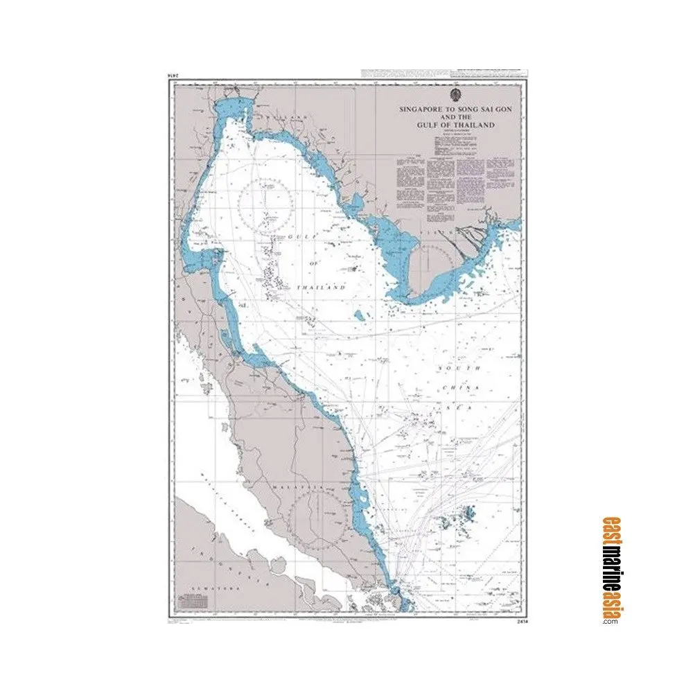 British Admiralty Nautical Chart #2414 Singapore To Song Sai Gon And The Gulf Of Thailand 1
