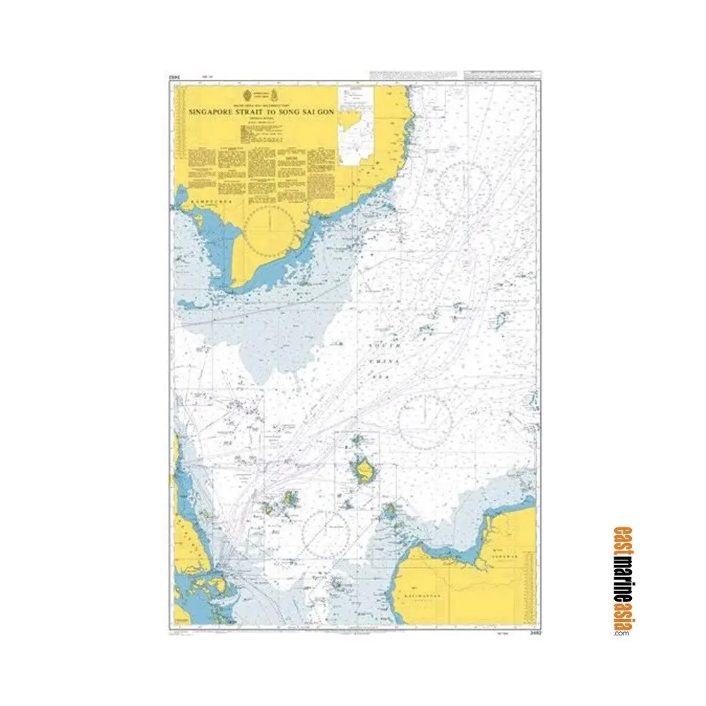 British Admiralty Nautical Chart #3482 Singapore Strait To Song Sai Gon 1