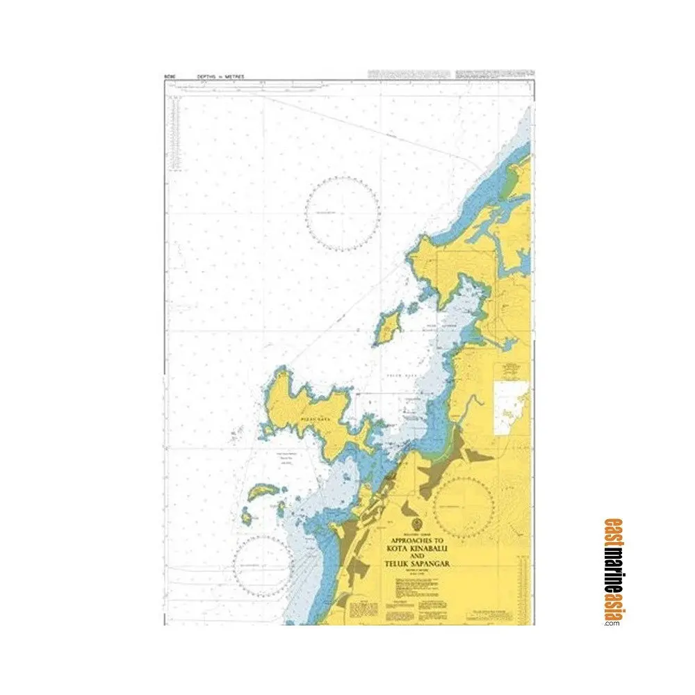 British Admiralty Nautical Chart #3626 Approaches To Kota Kinabalu And Teluk Sapangar 1