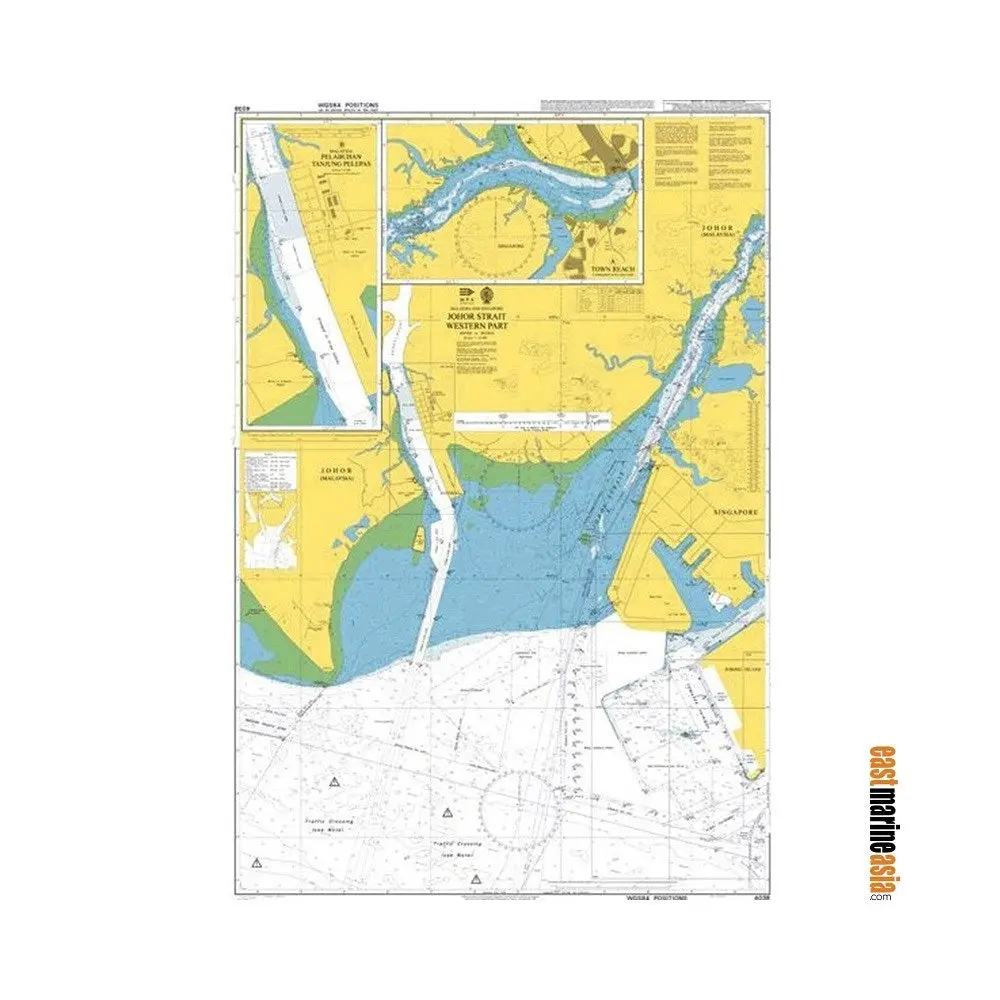 British Admiralty Nautical Chart #4038 Johor Strait Western Part 1