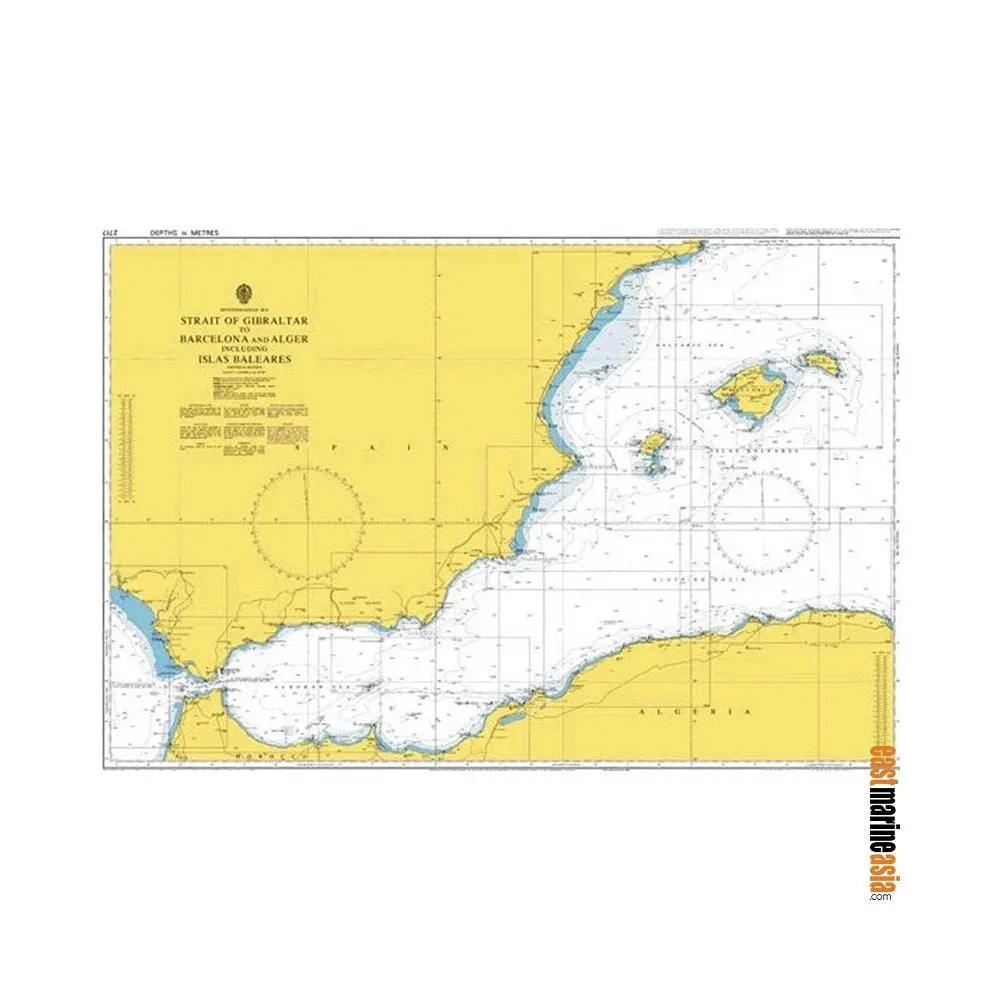 British Admiralty Nautical Chart #2717 Strait Of Gibraltar To Barcelona And Alger Including Islas Baleares 1