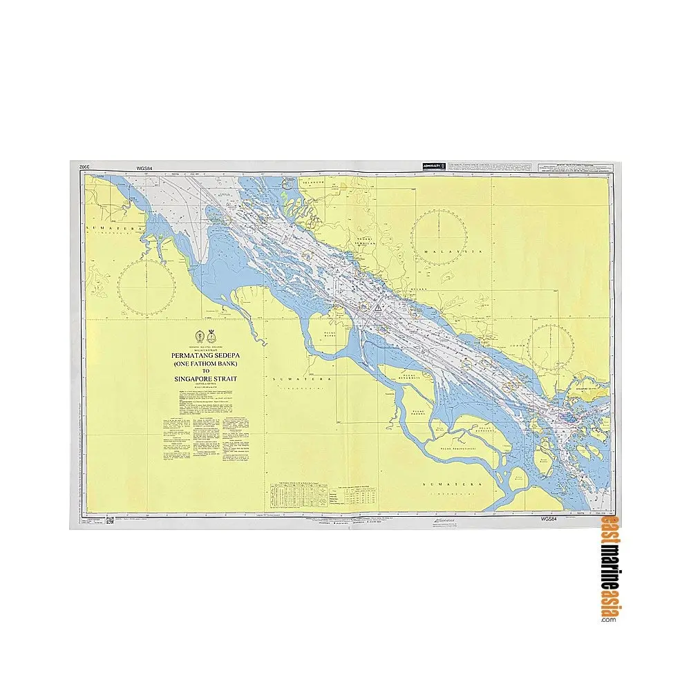 British Admiralty Nautical Chart #3902 Malacca Strait, Permatang Sedepa (One Fathom Bank) To Singapore Strait, Indonesia Malaysia And Singapore 1