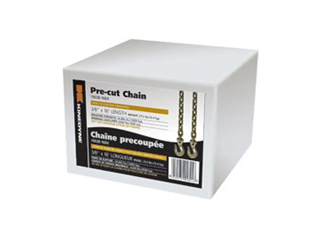 Clearance - Kinedyne 3/8" Precut Chain Assemblies With Grab Hooks In A Box 1