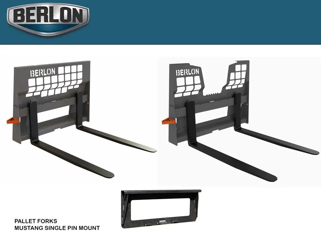 Berlon Pallet Forks For Old Style Single Pin Mustang Skid Steer Mounting 1