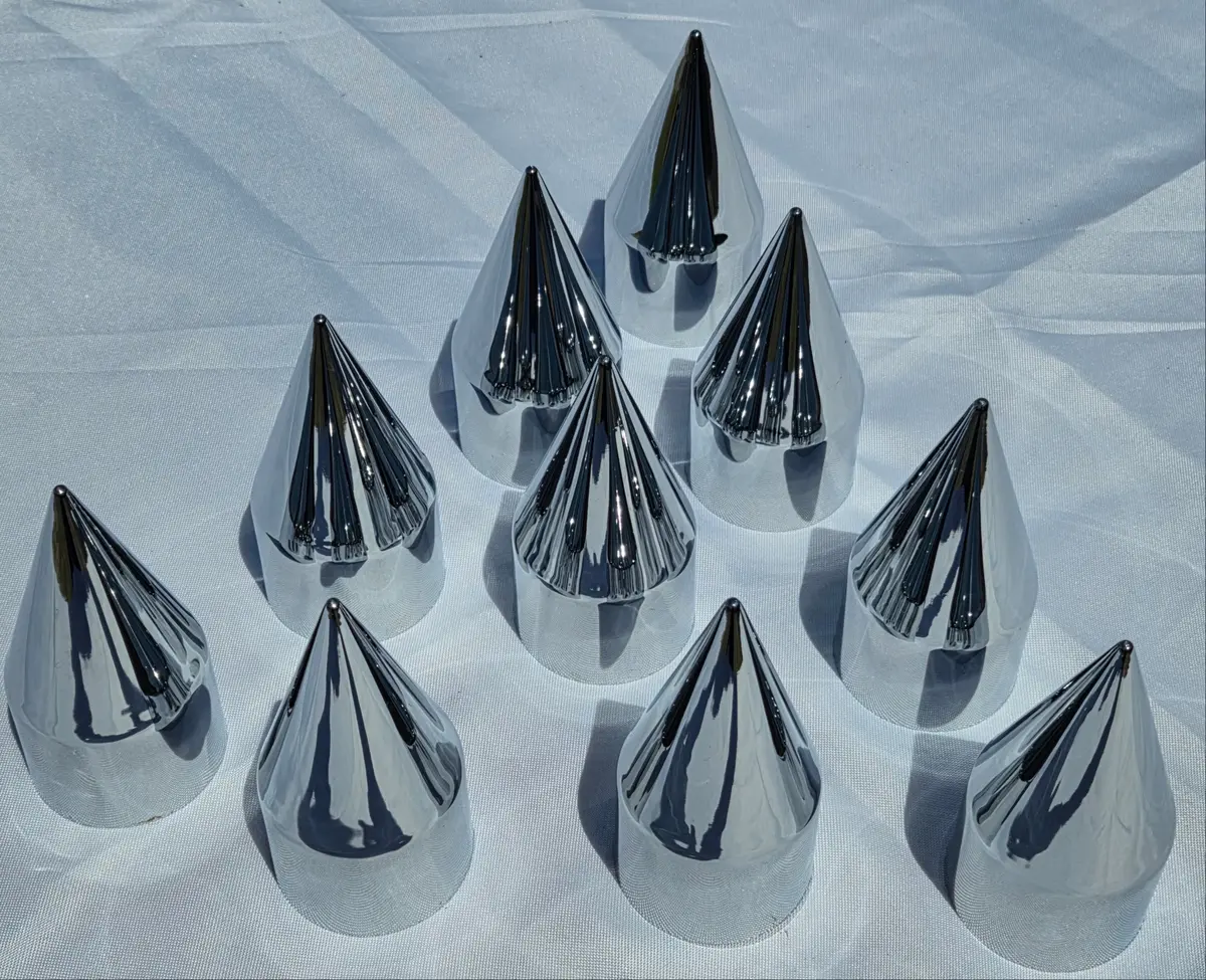 Chrome Plastic 33Mm Push On Spike Nut Covers - Pack Of 10. 1