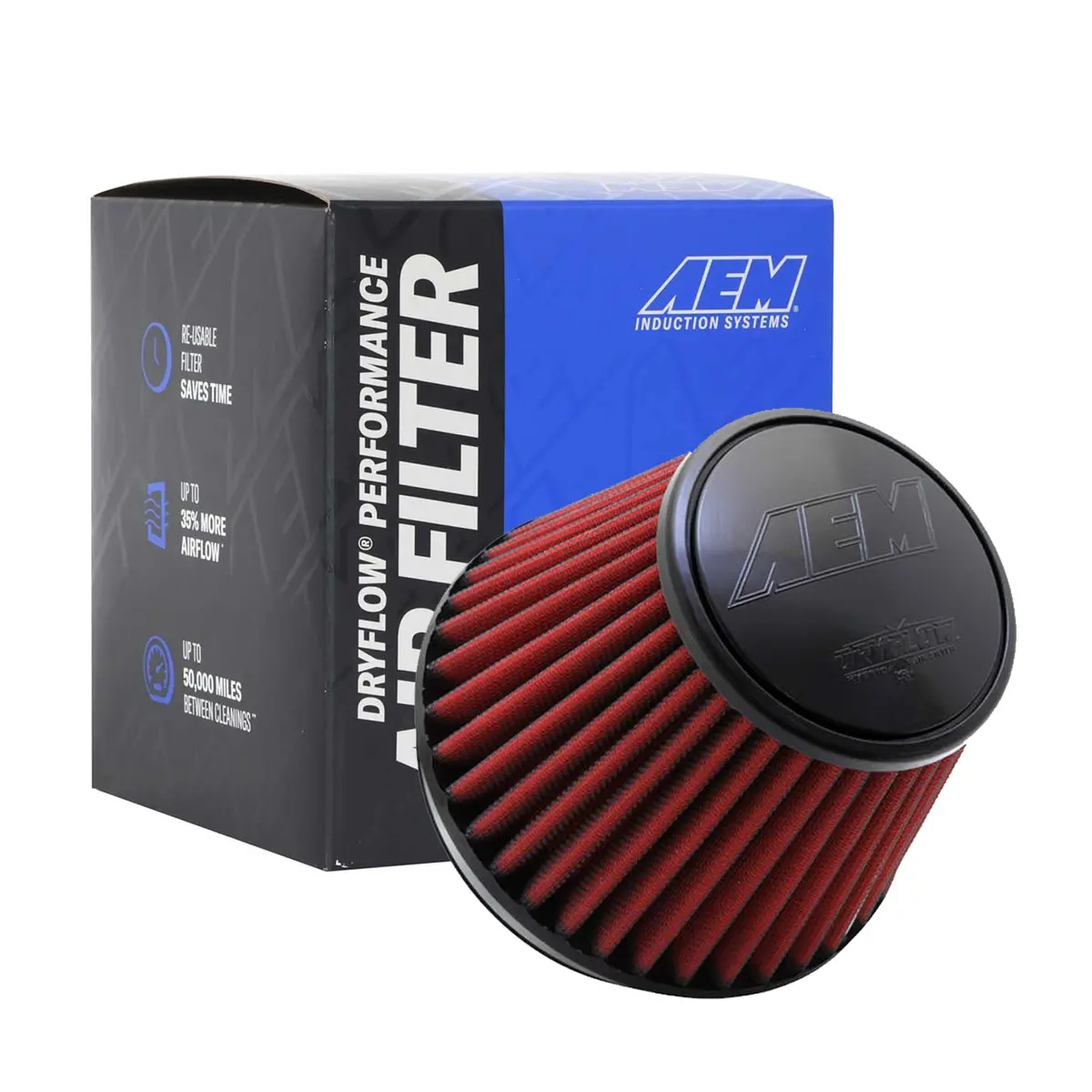 Aem Universal Air Filter Cone Type Washable 21-210Edk 6" Inlet, 6" Height 1