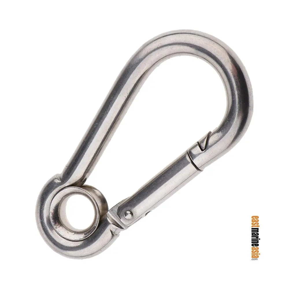 Aisi 316 Stainless Steel Carabiner Hook / Spring Hook (With Eyelet) 1