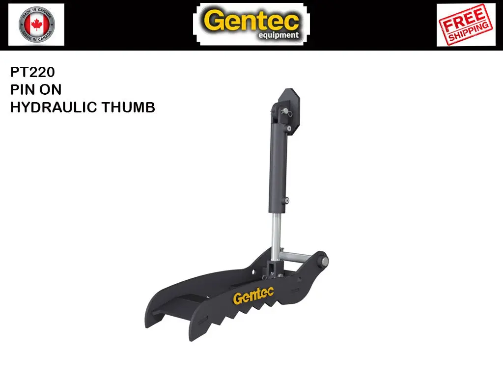 Pt220 Gentec Hydraulic Pin-On Thumb For 4,000Lbs To 9,900Lbs Excavator - 2 Tines 1