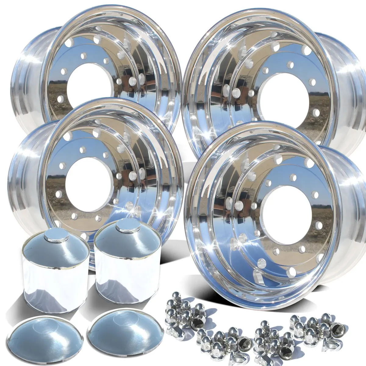 22.5X14.00 Super-Single Northstar Mirror Polished Chevy Silverado 4500Hd/5500Hd Wheel Kit (33Mm) 1