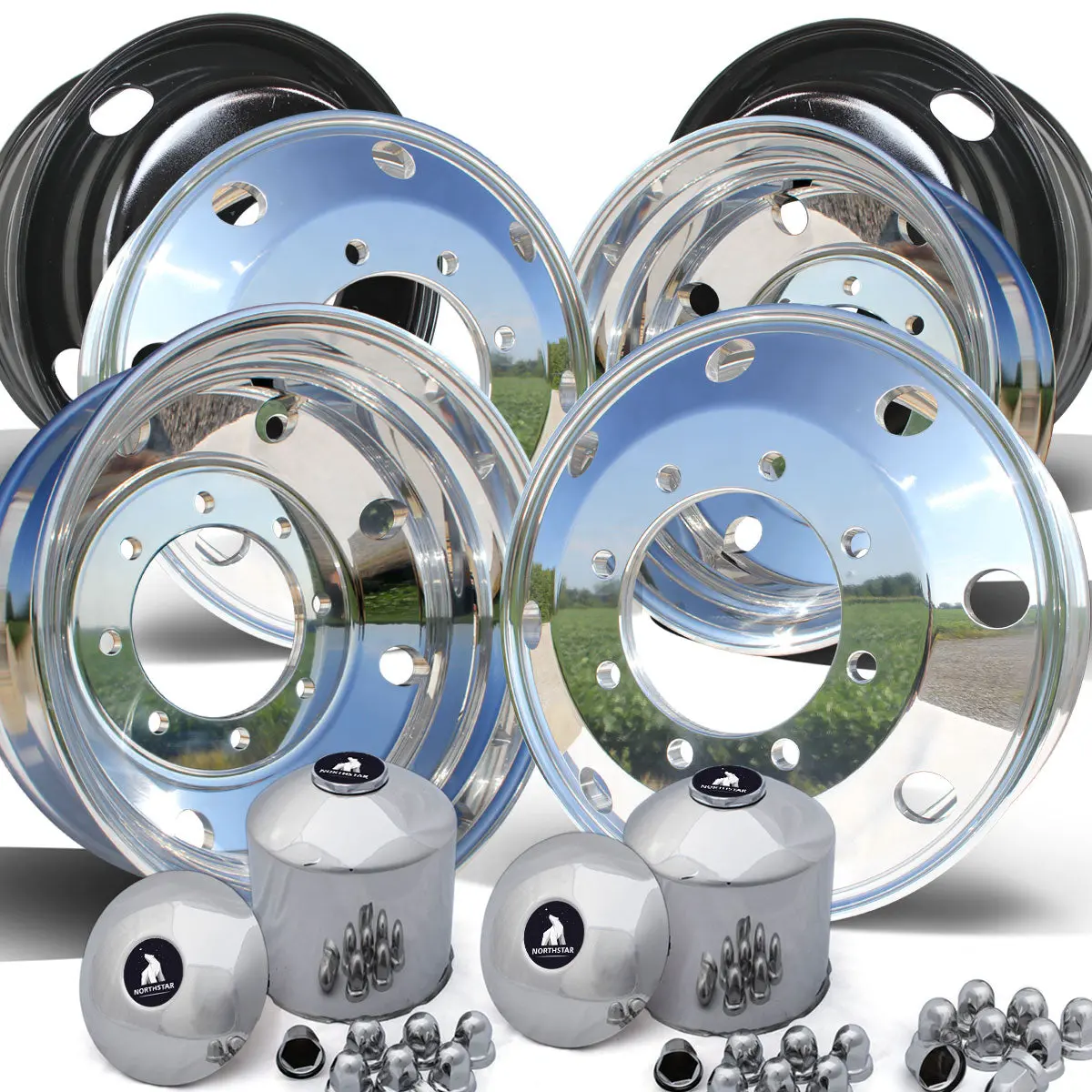 22.5" Northstar Mirror Polished 8X275mm Wheel Kit (33Mm) 1