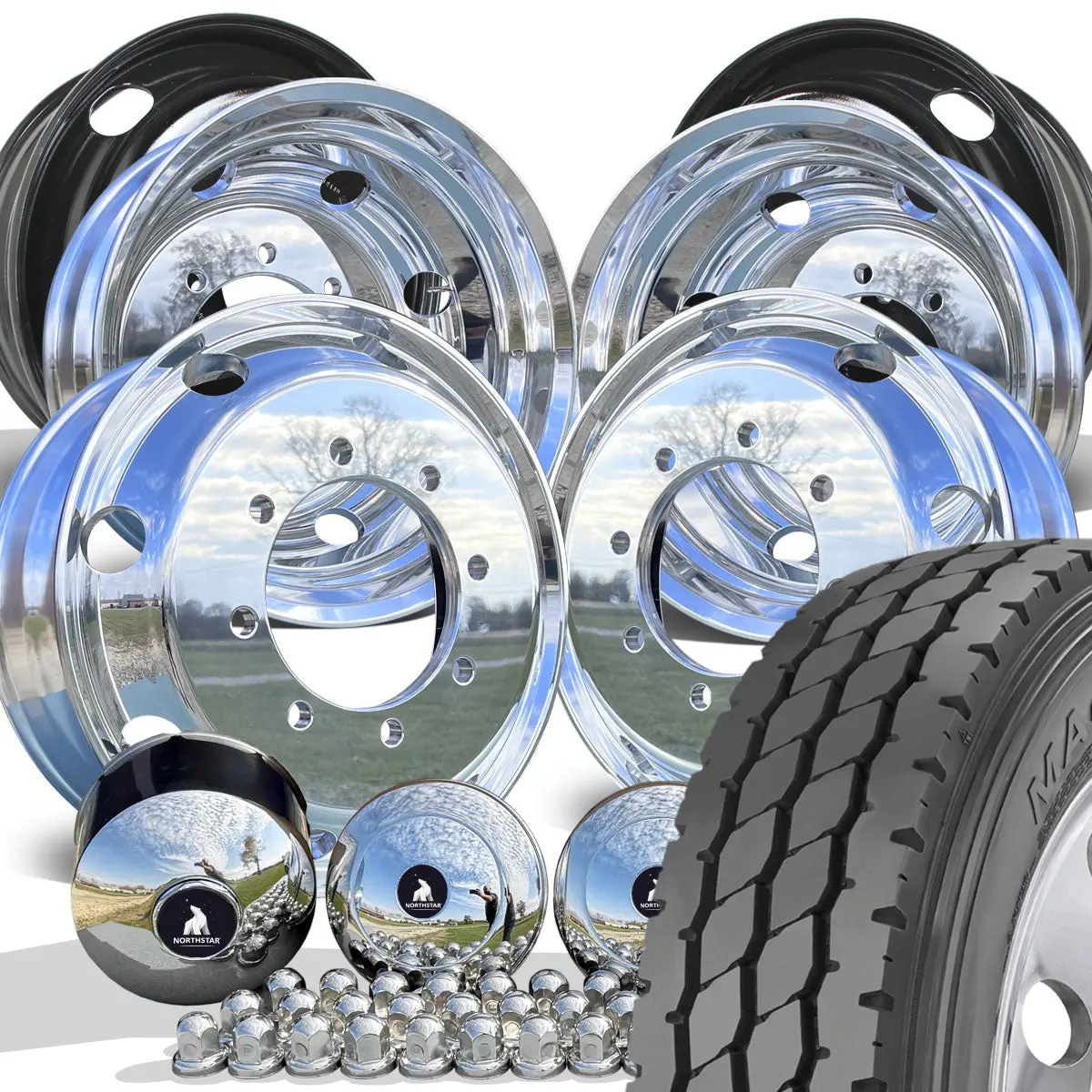 Dynatrac Ma400 Mixed Use Mounted On 22.5 22.5X7.5 Northstar 8X275mm Mirror Polished Both Sides Wheel Kit (33Mm) 1