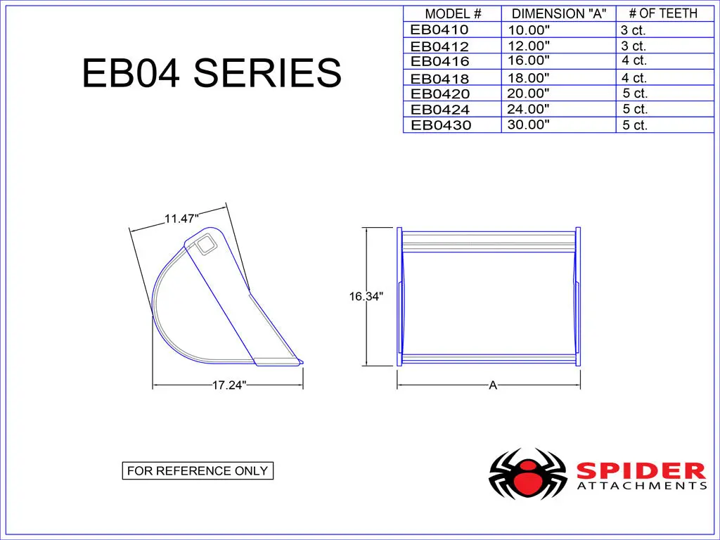 Spider Dirt Buckets For 2500 - 5999 Lbs. Mini Excavators 1