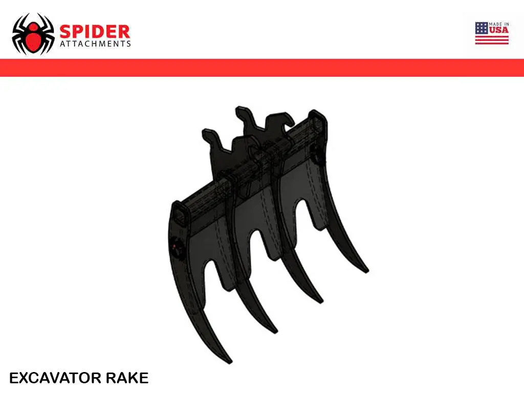 Spider Attachments Excavator Rake For Machines 6000-10000 Lbs 1