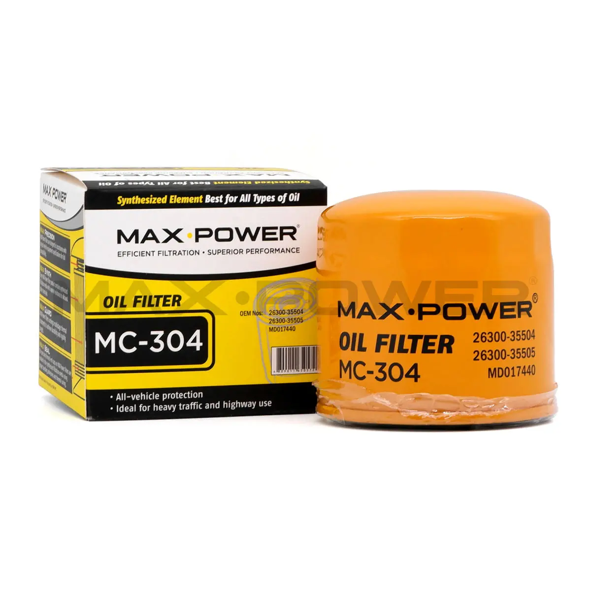 Max Power Oil Filter Mc-304 For Hyundai Accent, Tucson, Sonata, Elantra, Getz Gas, Kia Rio, Sportage, Soul, Sorento Gas 1