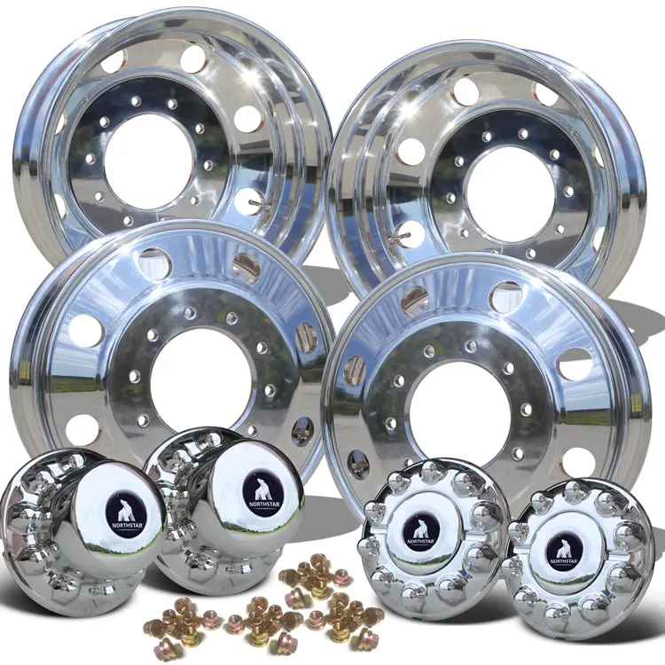 19.5 Northstar Mirror Polished Both Sides 2008-2011 Dodge Ram 4500/5500 Drw 10X225mm 4 Wheel Kit 1