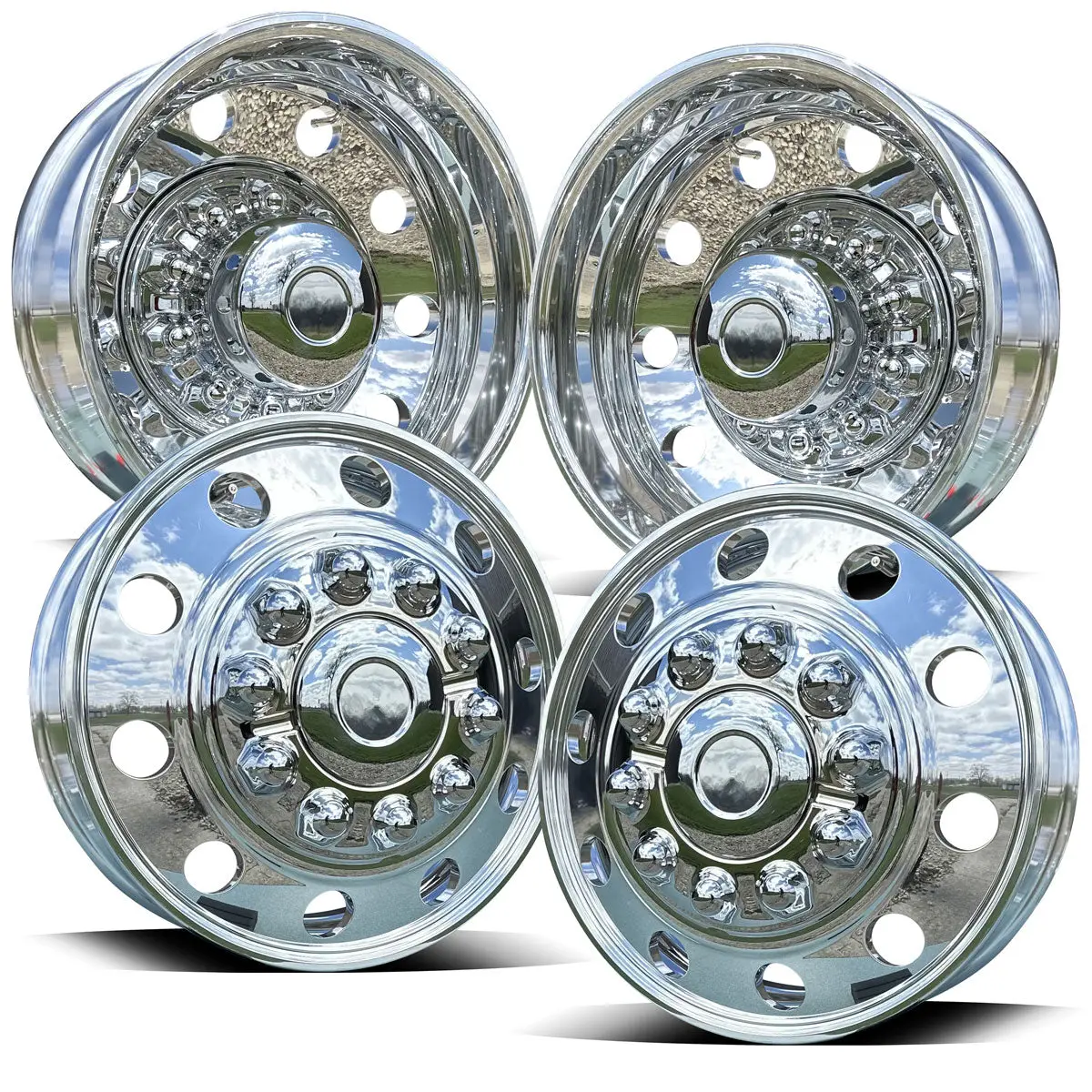 19.5X6.00 Northstar Mirror Polished Both Sides 10 Vent Hole Ram 4500/5500 (2012-Present) 4 Wheel Kit 4
