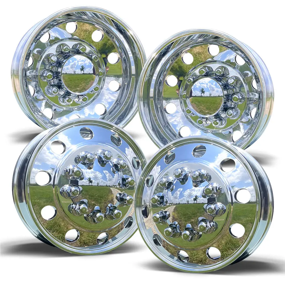 19.5X6.00 Northstar Mirror Polished Both Sides 10 Vent Hole Ford F450/F550 4 Wheel Kit 2