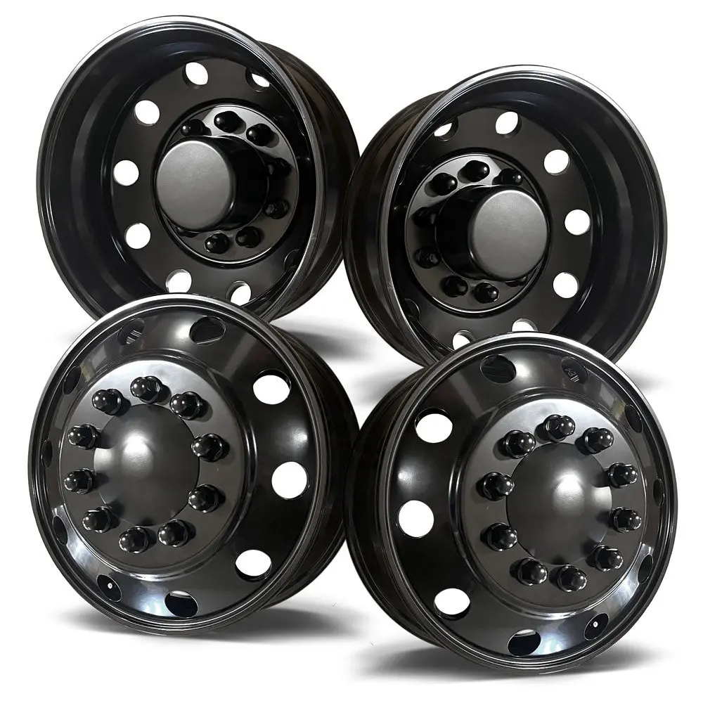 19.5X6.00 Northstar 10X225mm Black 4 Wheel Set For Ford & Dodge Ram 1