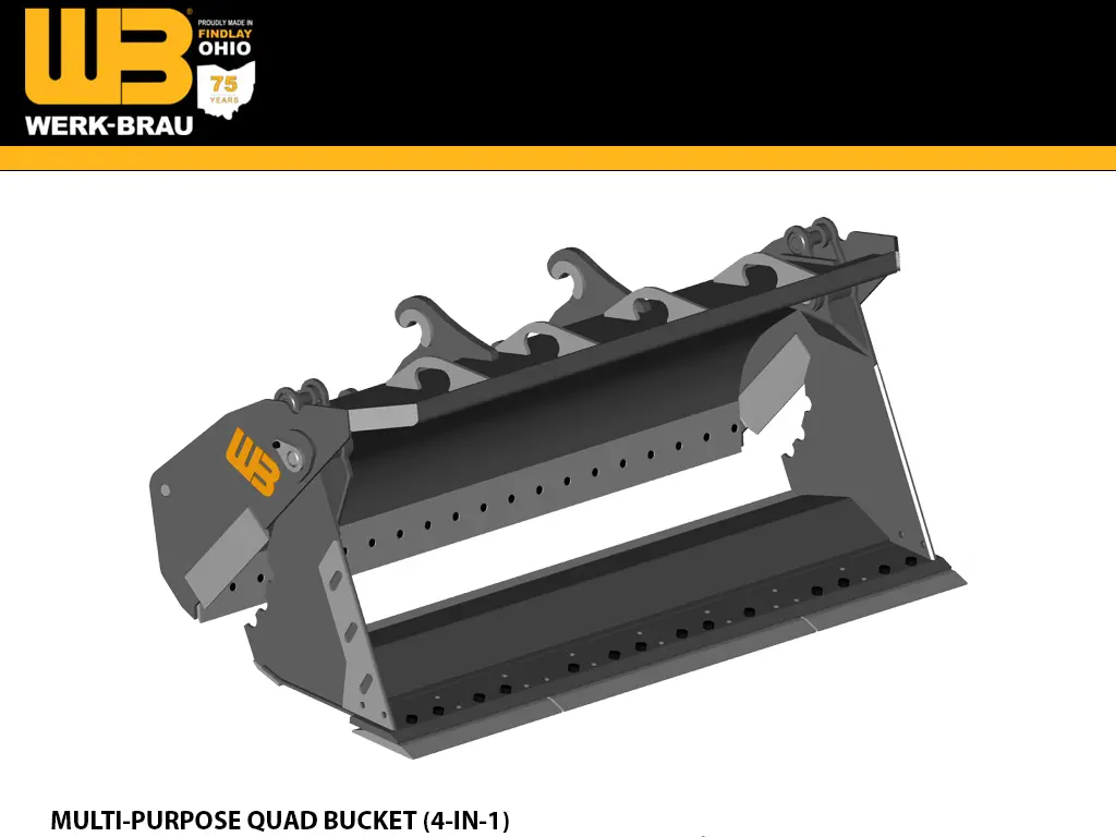 Werk-Brau Multi-Purpose Quad Bucket For Wheel Loaders 43,000 - 51,000 Lbs. (Class 5) 1