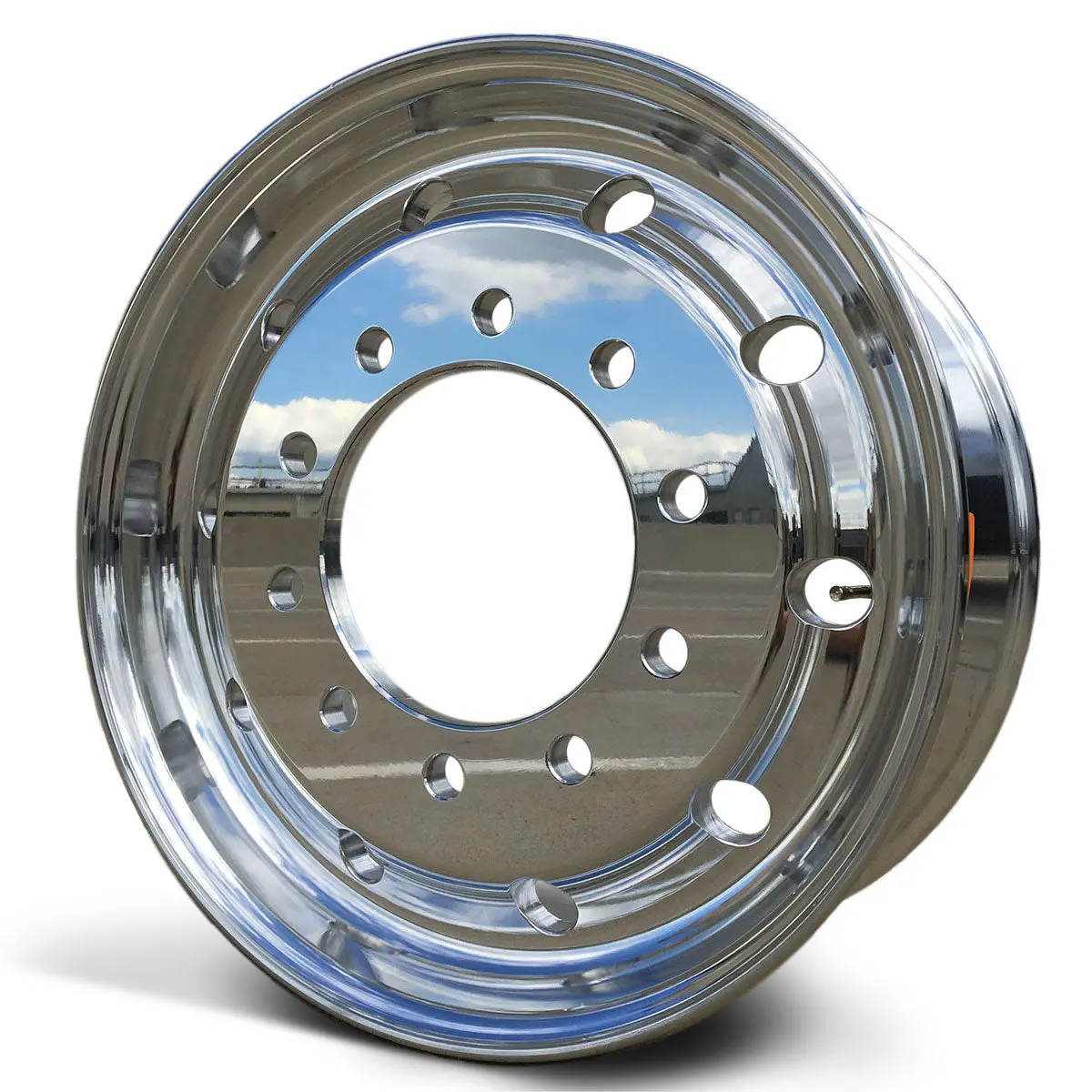 22.5X9.00 Accuride 10X285mm Hub Pilot High Polish Flat Face Front 1