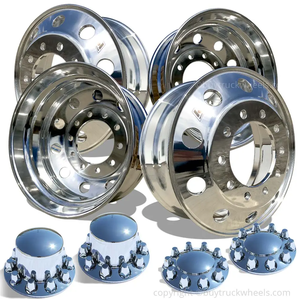Accuride 22.5X8.25 Polished 10X285.75 Set Of 4 Wheel Kit 1