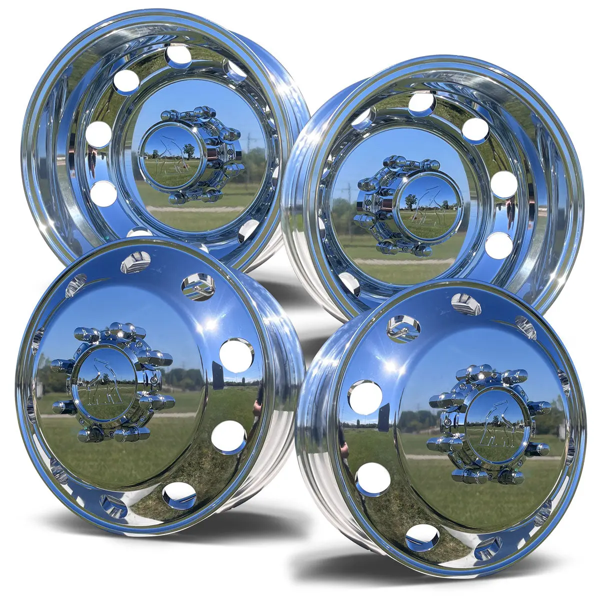 17.0"X6.00" Northstar Mirror Polished Both Sides 2012-2018 Dodge Ram 3500 Drw 8X6.5" 4 Wheel Kit 1