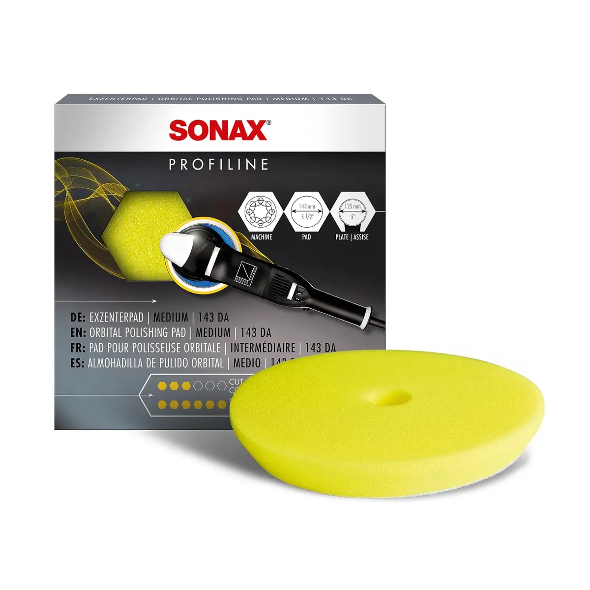 Sonax Excenter Pad Medium 143 Dual Action Yellow 1Pc. 1