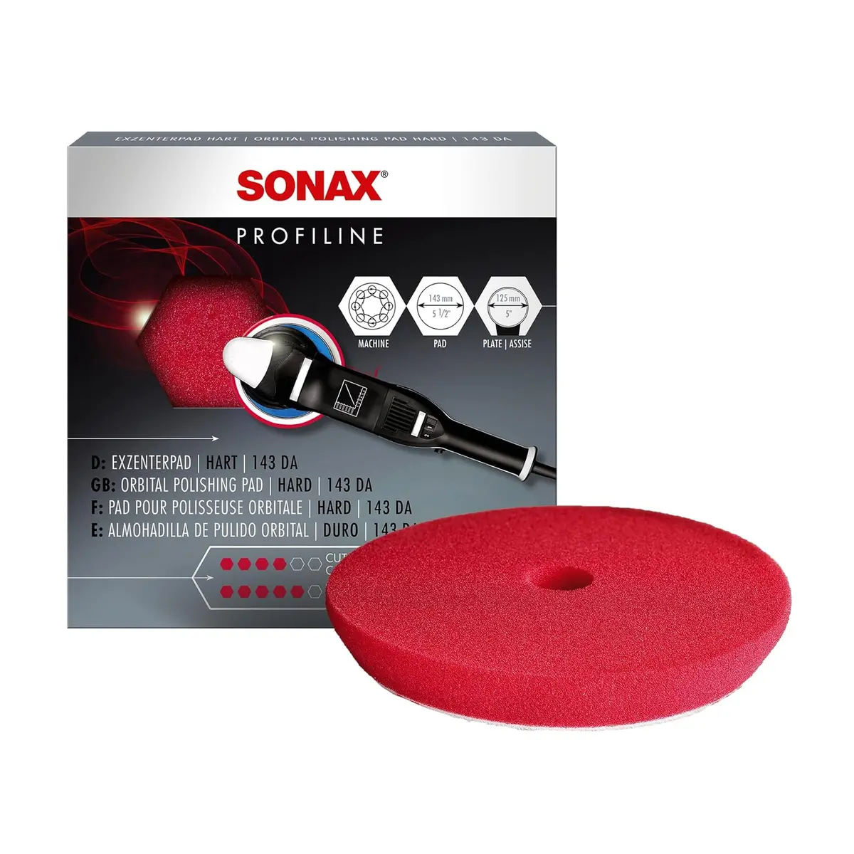 Sonax Cutpad Hard 143Mm Dual Action Red 1Pc 1