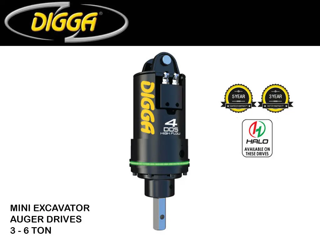 Digga Auger Drives With Halo For Mini Excavators, 6600 - 11000 Lbs. Machines (3-5 Ton) 1