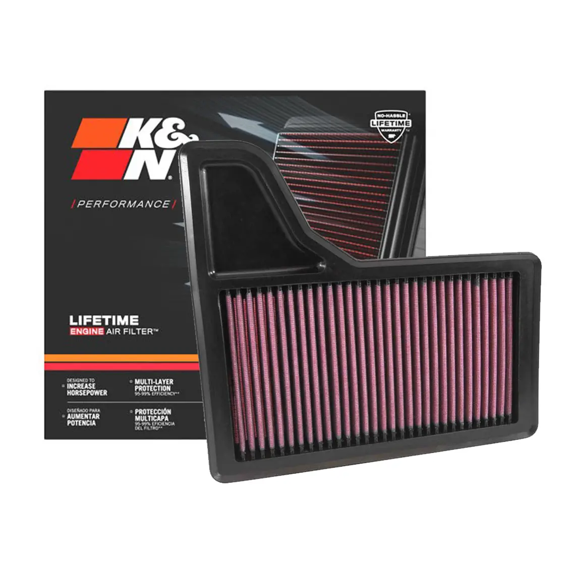 K&N Engine Air Filter Washable 33-5029 For Ford Mustang 5.0 V6, V8 2015-2020 1