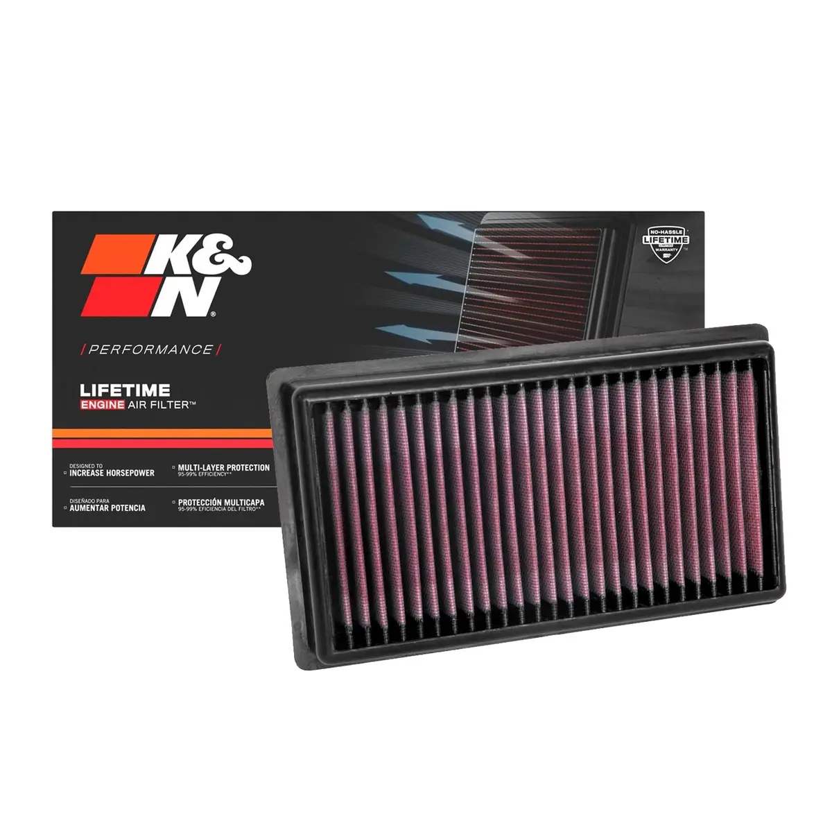 K&N Engine Air Filter Washable 33-5081 For Hyundai Accent Gas 2018-2022, Kia Rio Gas 2018-2023 1