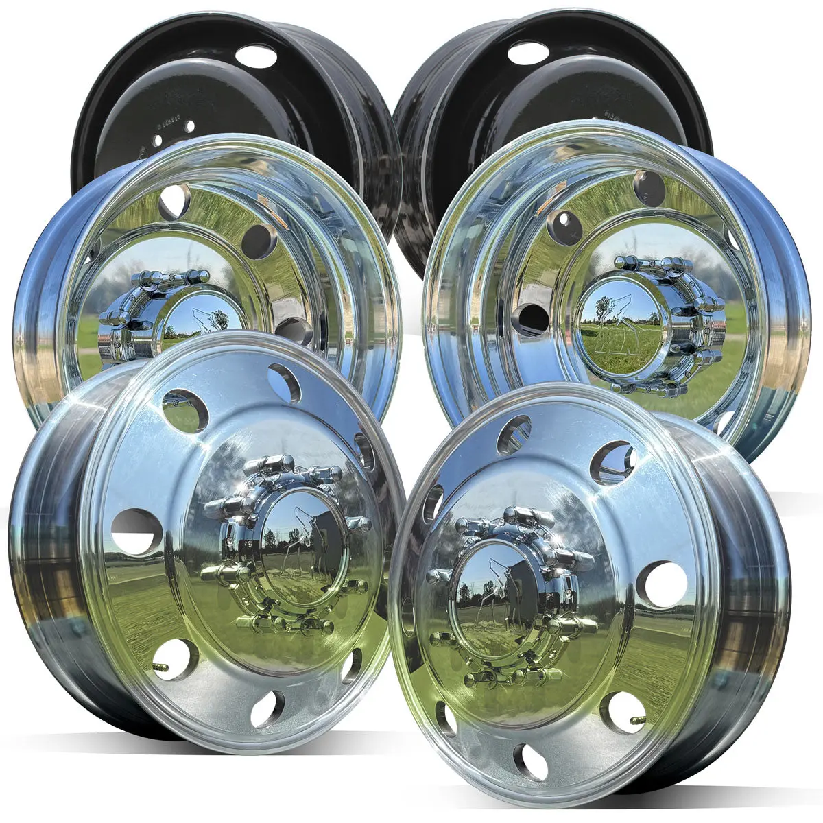 19.5X6.00 Northstar Mirror Polished 1994-2011 Dodge Ram 3500 Drw 8X6.5" 6 Wheel Direct Bolt Kit 1