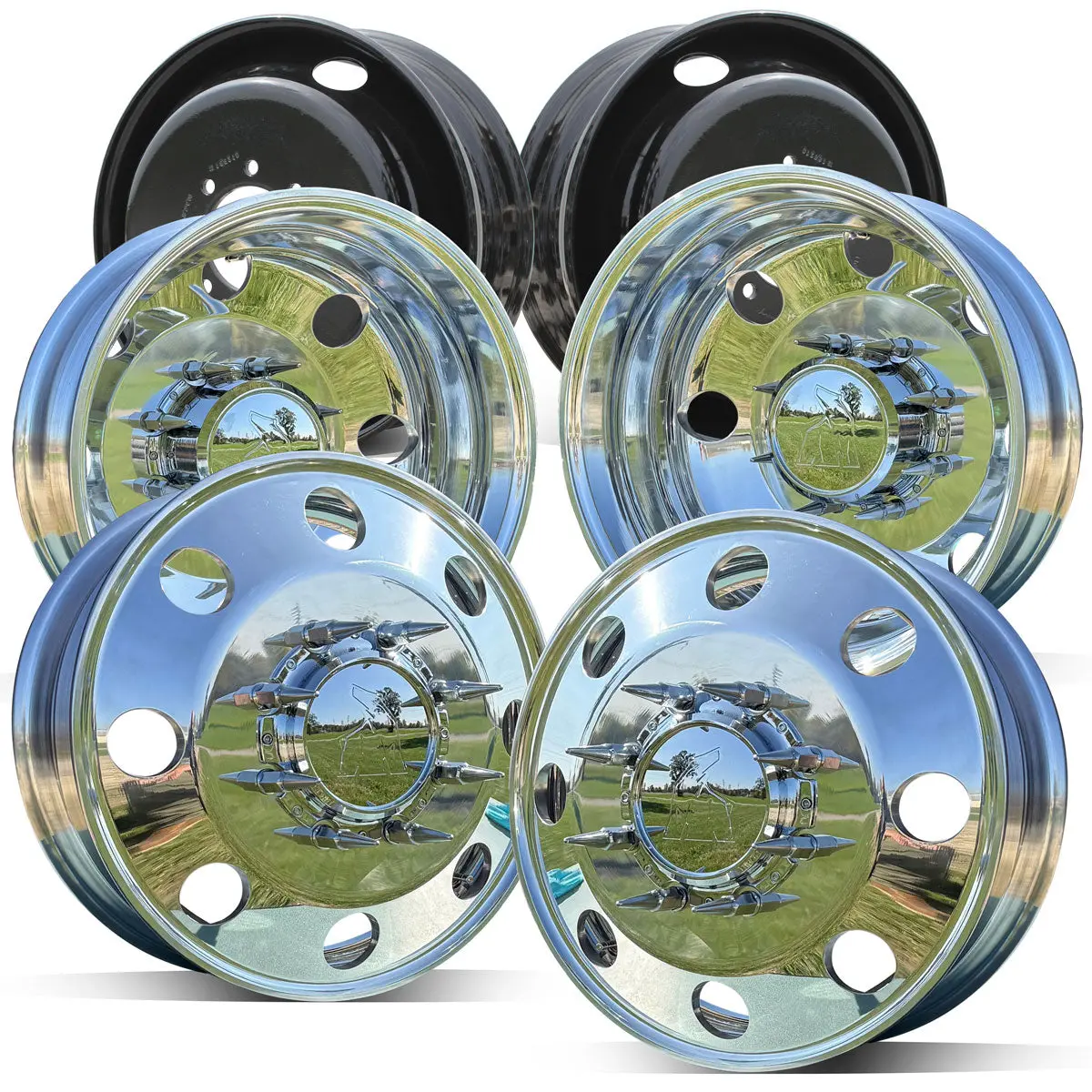 19.5X6.75 Northstar Mirror Polished Both Sides Ford 8X200 F350 Drw 6 Wheel Direct Bolt Kit 2