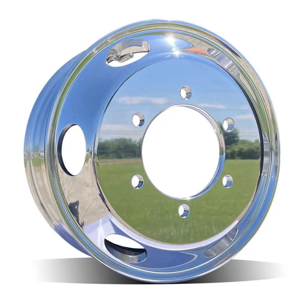 17.5X6 Mirror Polish Outside Only Aluminum Wheel – 6X205mm Hub-Pilot Dual-Mount (Lift Axle) 1